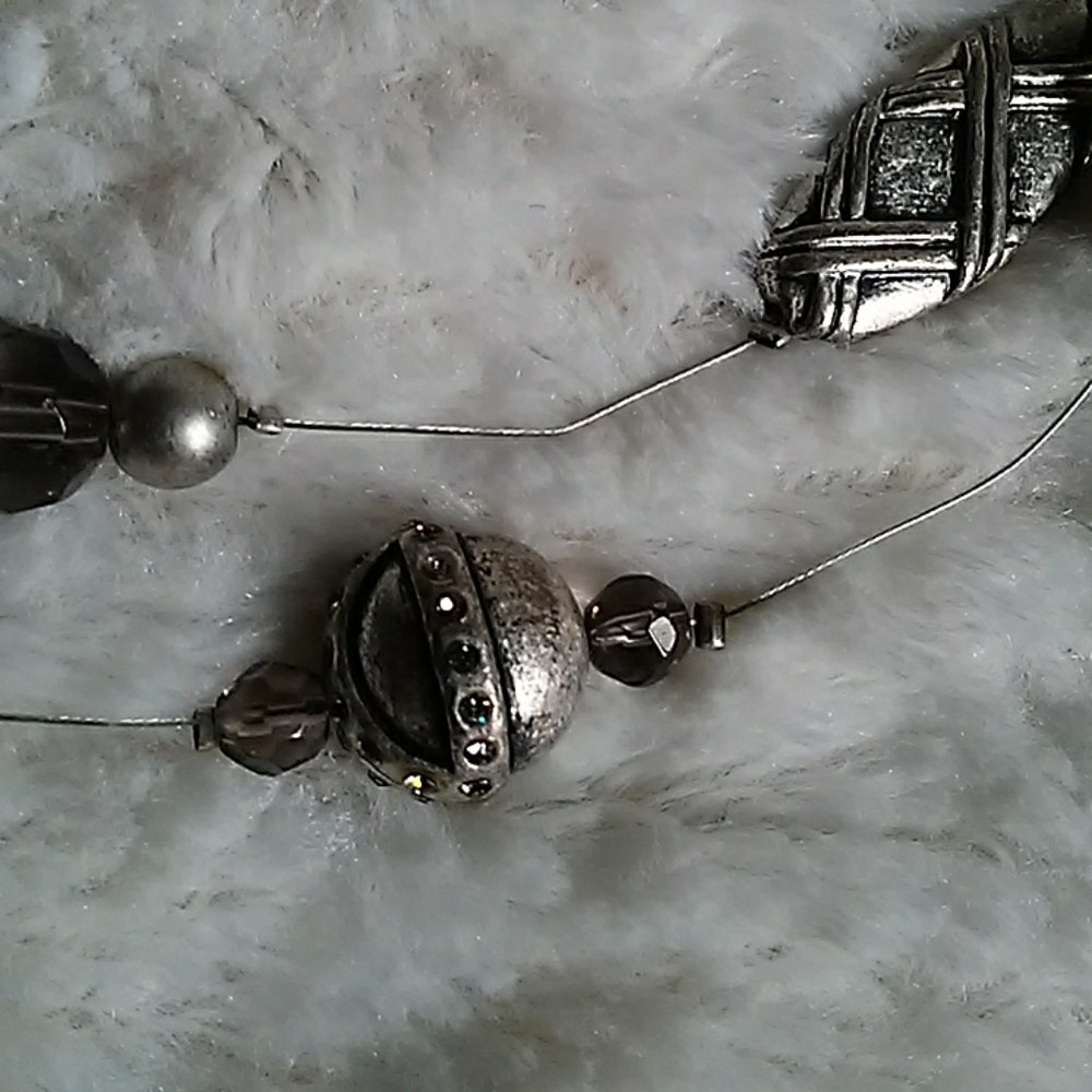 Silver Double Strand Statement Necklace - image 4